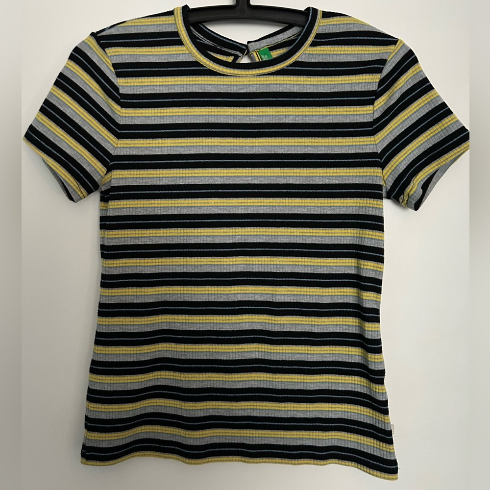 United Colors Of Benetton Yellow and Black Striped Top